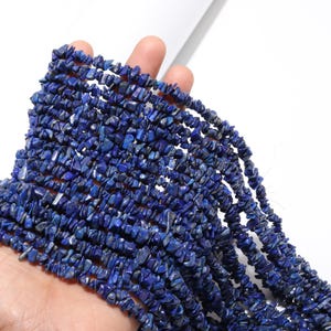 Lapis Lazuli Chip Beads 34" Natural Chip Strands Drilled Strung Raw Nuggets Smooth Bead 5-6 MM Lapis Polished Beads for Jewelry Making Craft