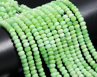 Green Opal Faceted Rondelle Beads Natural Shaded Green Opal 8-9 MM Rondelle Gemstone Beads for Handmade Designer Jewelry Necklace Bracelet