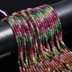 AAA Natural Multi Tourmaline Smooth Rondelle Beads, 4.5-5 MM Natural Tourmaline Rondelle Beads, 13” Tourmaline Rondelle Beads for Jewelry