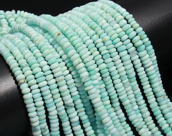 3 Strands Blue Opal Rondelle Beads 6-7 MM Blue Opal Smooth Rondelle Beads Opal Rondelle Gemstone Beads for Jewelry Making Craft & Reselling