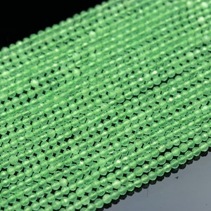3 Strands Green Chalcedony Faceted Round Beads 3-3.25 MM Green Chalcedony Round Beads 13" Strand Natural Chalcedony for Jewelry Making Craft