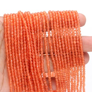 AAA Natural Carnelian Faceted Rondelle Beads 3 MM Carnelian Rondelle Beads, 13&quot; Faceted Carnelian Rondelle Beads,Fanta Orange Carnelian bead