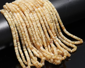 Yellow Opal Tyre Shape Beads Yellow Opal Gemstone Heishi Wahser Beads Natural Yellow Opal Wheel Beads for Handmade Jewelry Making Beads