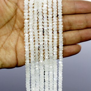 White Rainbow Faceted Rondelle Beads Natural White Rainbow Rondelle Beads Faceted White Rainbow Beads for Jewelry Bracelet Making Craft