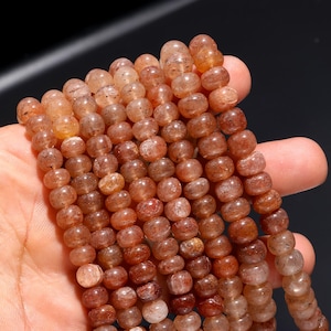 Sunstone Smooth Rondelle Beads Natural Sunstone Shaded Rondelle Beads 7-8 MM Sunstone Gemstone Beads for Jewelry Necklace Making Craft