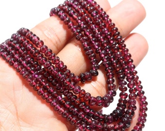 5 Strands Rhodolite Smooth Rondelle Beads Necklace Natural Rhodolite Garnet Necklace Smooth Rondelle Beads Rhodolite Garnet Necklace Jewelry