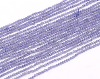 Cuentas redondas facetadas de tanzanita de 2,25 mm, cuentas redondas de tanzanita natural, cuentas de tanzanita azul para hacer joyas de diseño hechas a mano.