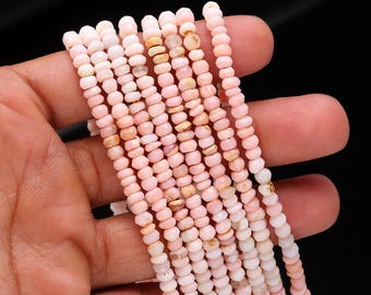 Pink Opal Faceted Rondelle Beads 4 MM Natural Shaded Pink Opal Rondelle Gemstone Beads for Jewelry Necklace Bracelet Making & Reselling