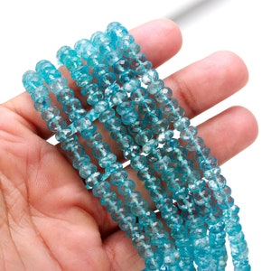 AAA Schweizer Blautopas facettierte Rondelle Perlen, 6-6,5 MM Natürliche Rondell Topas, 16 "Strang Blautopas Schmuck Halskette Herstellung Perlen