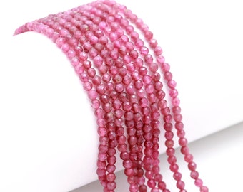 Pink Tourmaline Faceted Round Beads AAA+ Natural 3.5-4 MM Deep Pink Tourmaline Round Beads, Faceted Pink Tourmaline for Jewelry Making