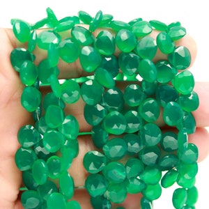 Green Onyx Faceted Heart Shape Beads Natural Green Onyx Briolettes Heart Shape Beads for Designer Jewelry Necklace Bracelet Pendant Making
