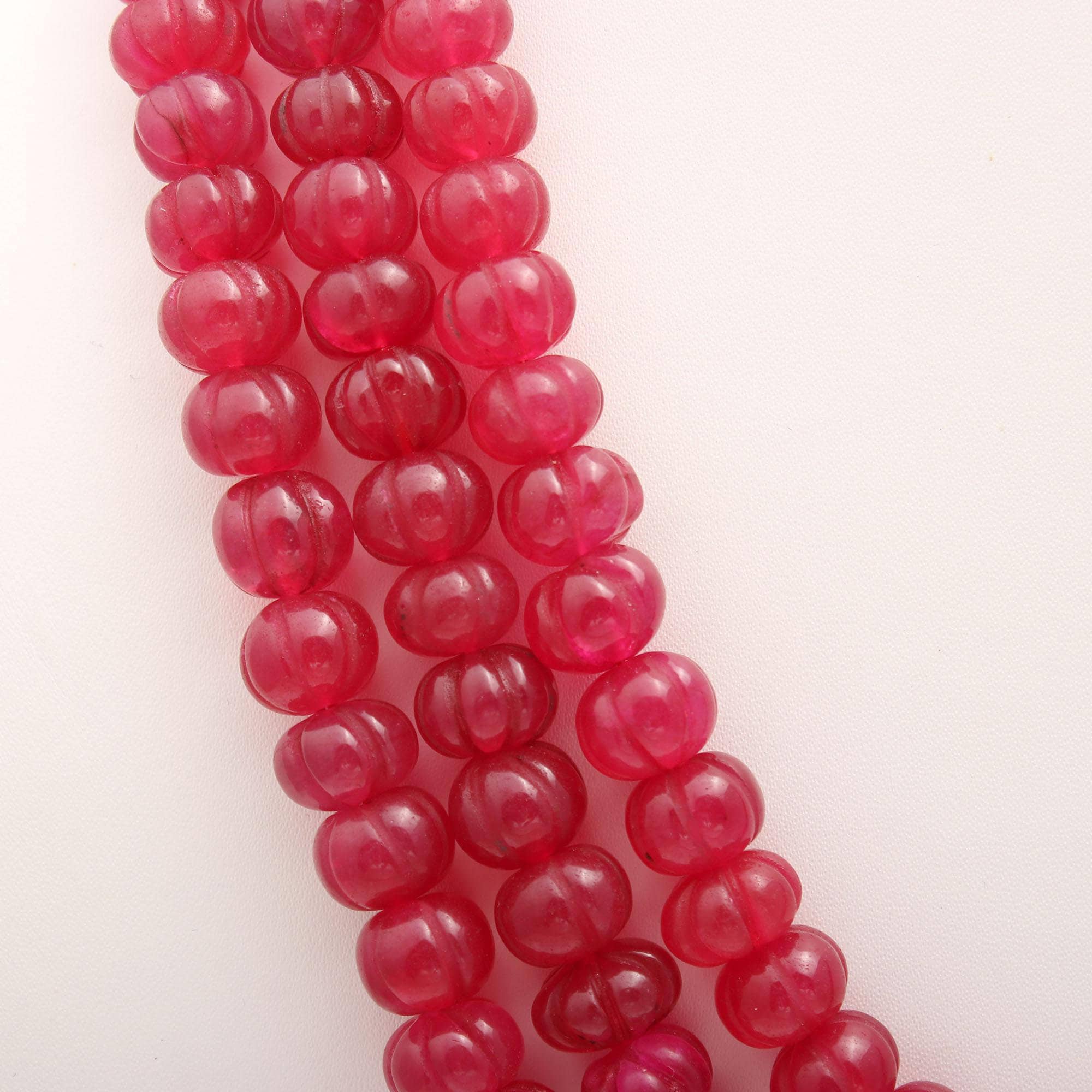 1 Inch Ruby 3 Strand Ruby Quartz Pumpkin Beads, 8X10 MM - 9x11 MM Ruby Quartz Beads ...