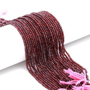 5 Strand Natural Mozambique Garnet Faceted Rondelle Beads, Garnet Rondelle Faceted Beads for Jewelry Making Craft
