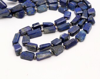 Lapis Lazuli Faceted Tumble Beads 8x11 MM Natural Lapis Lazuli Nugget Beads 20" Strand Faceted Lapis Lazuli Beads for Designer Jewelry Craft