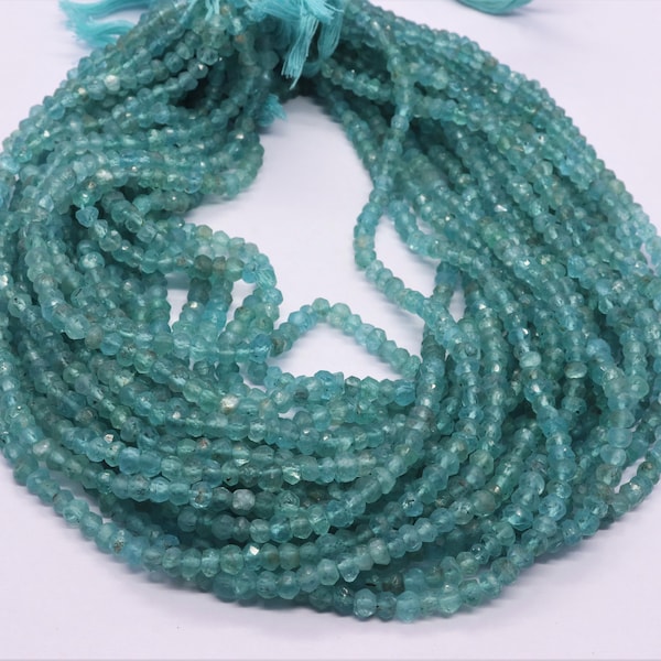 Sky Blue Apatite Faceted Rondelle Beads 4-4.5 MM Aqua Blue Apatite Beads Faceted Apatite Rondelle Beads Natural Apatite Beads for Jewelry