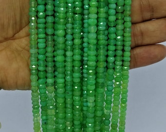 Chrysoprase Chalcedony Faceted Beads Natural Chrysocalcy Rondelle Beads Chrysoprase Faceted Beads for Designer Jewelry Making Craft