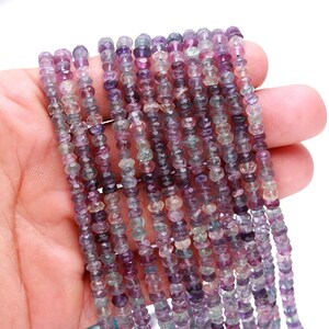 Multi Fluorite Faceted Rondelle Beads Multi Fluorite Beads Natural Fluorite Rondelle Beads 4-5 MM Fluorite Rondelle Smooth Beads for Jewelry