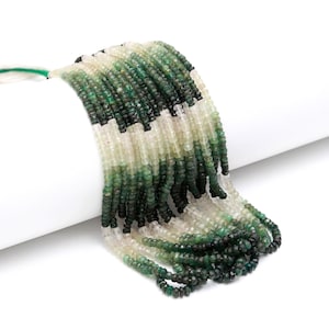 Emerald Shaded Faceted Rondelle Natural Emerald Shaded Faceted 3-4.5 MM Gemstone Beads for Handmade Designer Jewelry Necklace Making Craft