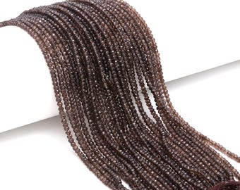 Smokey Quartz Faceted Rondelle Beads Natural Smokey Quartz Gemstone Beads 3.75-4 MM Smokey Rondelle Beads for Jewelry Making Beads