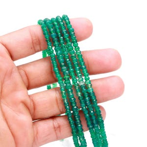 Green Onyx Shaded Faceted Rondelle Beads Natural Shaded Green Onyx Rondelle Beads 3.5-4 MM Green Onyx Gemstone Beads for Jewelry Making