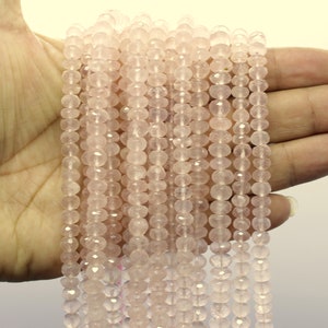 Rose Quartz Faceted Rondelle Beads Natural Rose Quartz Rondelle Beads Faceted Rose Quartz Beads for Jewelry Making Craft Necklace & Bracelet