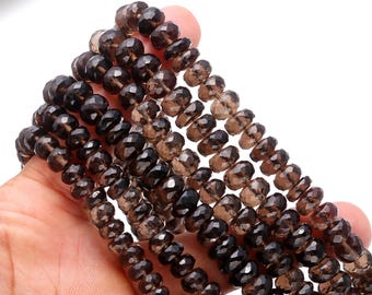 Smokey Quartz Faceted Rondelle Beads Natural Smokey Quartz Rondelle Beads Faceted Smokey Quartz Beads for Jewelry Making Necklace & Bracelet