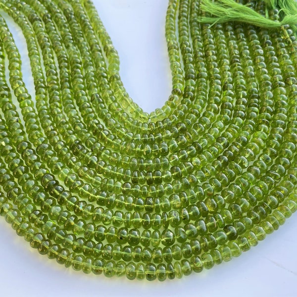 AAA Peridot smooth Rondelle Beads, 5.5-6.5 MM Peridot Rondelle Beads, 13 Inch Plain Peridot Rondelle Beads for Jewelry Making