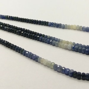 AAA Natural Shaded Blue Sapphire Rondelle Faceted Beads 4-5MM Rondelle Blue Sapphire Faceted Bead 16&quot; Strand Ombr Sapphire Faceted Beads