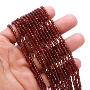 5 Strand Natural Mozambique Garnet Faceted Rondelle Beads, Natural Garnet Rondelle Faceted Beads for Designer Jewelry Making Craft