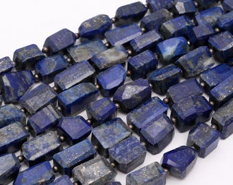 Lapis Lazuli Faceted Tumble Beads Natural Lapis Lazuli Nugget Beads 20" Strand Faceted Lapis Lazuli Beads for Designer Jewelry Making Craft