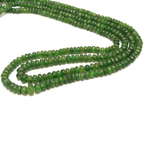 AAA Natural Chrome Diopside Faceted Rondelle Beads, 4-5.5 MM Natural Green Chrome Diopside Rondelle Beads, 16 Inch Chrome Diopside Necklace