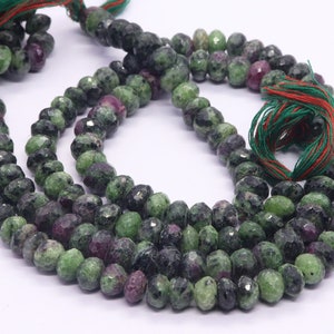 AAA Natural Ruby Zosite Faceted Rondelle Beads, Natural Faceted Ruby Zosite Rondelle Beads, 13 inch Faceted Rondelle Beads Strands