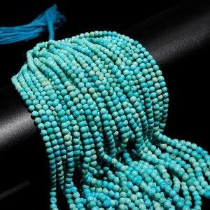 AAA Arizona Turquoise Smooth Round Beads, 4-5 MM Natural Arizona Turquoise Round Beads, Rare Arizona Turquoise Beads, 16” Turquoise Beads