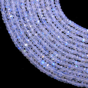 Rainbow Moonstone Faceted Rondelle Beads Blue Flash White Rainbow Rondelle Bead Faceted Natural Rainbow with Flash Beads for Jewelry Making
