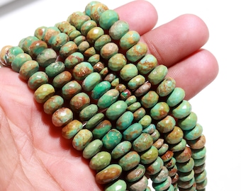 Arizona Turquoise Faceted Rondelle Beads Natural Arizona Turquoise 5-9 MM Rondelle Beads for Handmade Designer Beaded Jewelry Making Craft
