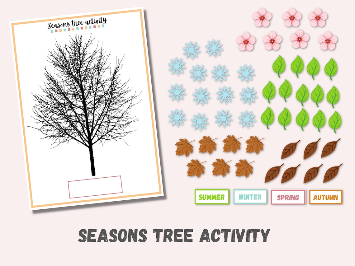 Seasons Tree Activity. Educational Game for Preschool | Etsy