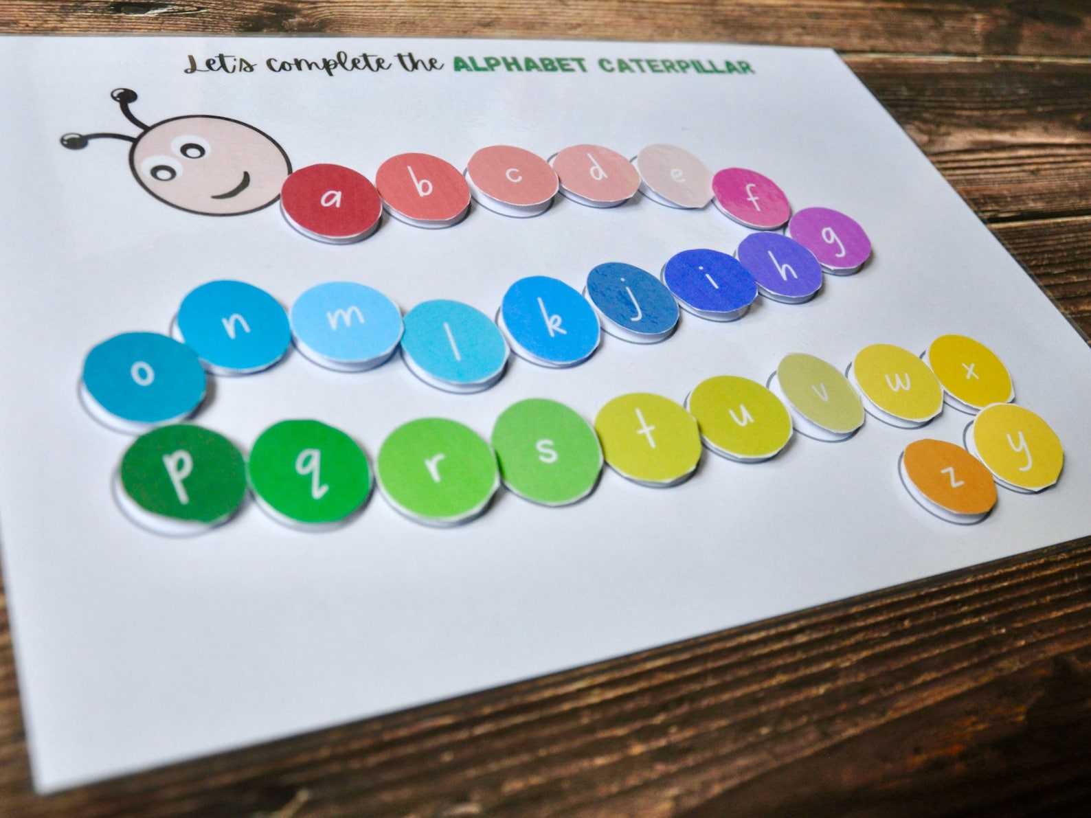 Alphabet Caterpillar Printable Educational Game for Preschool Toddlers