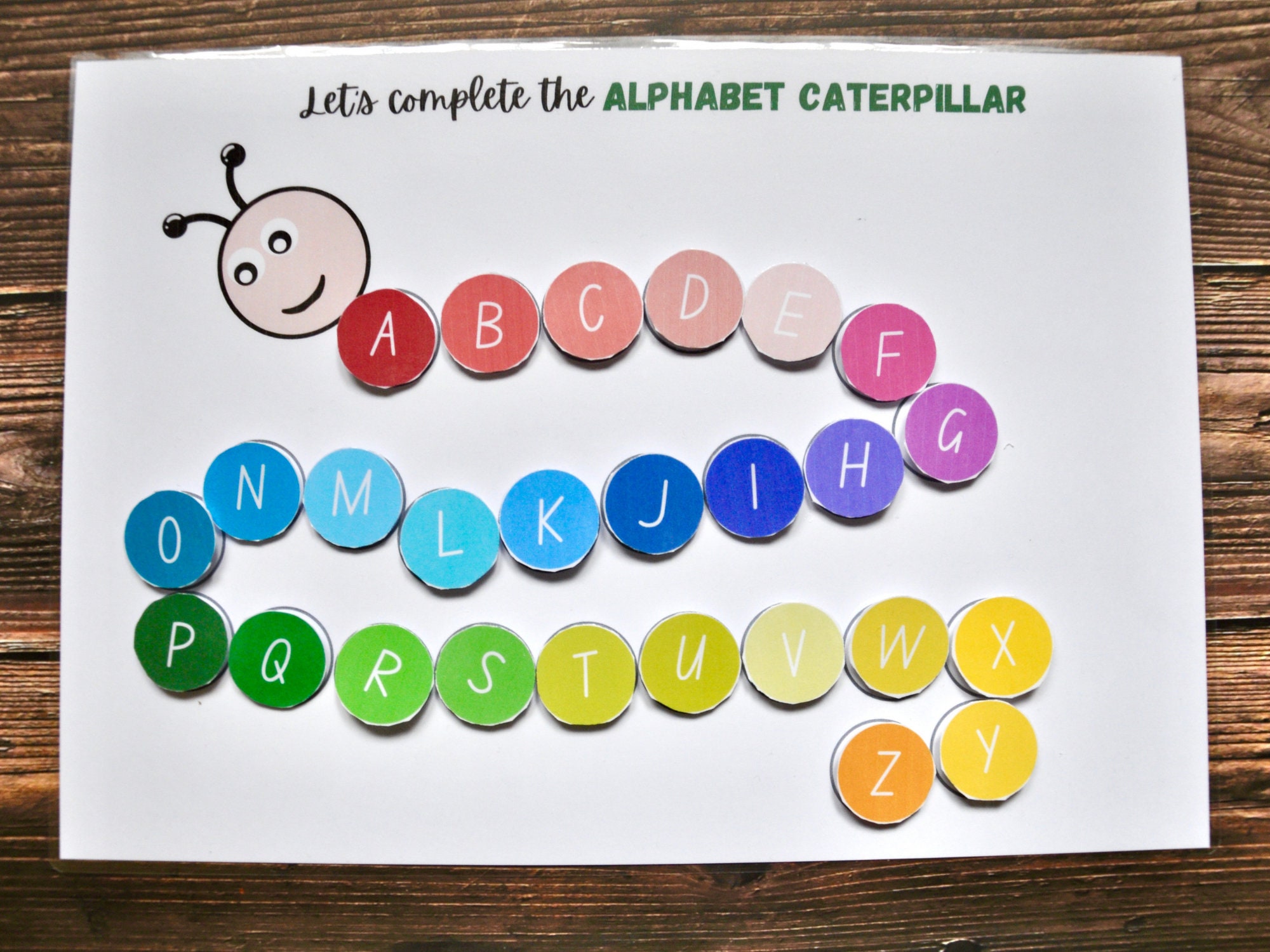 Alphabet Caterpillar Printable Educational Game for Preschool Toddlers