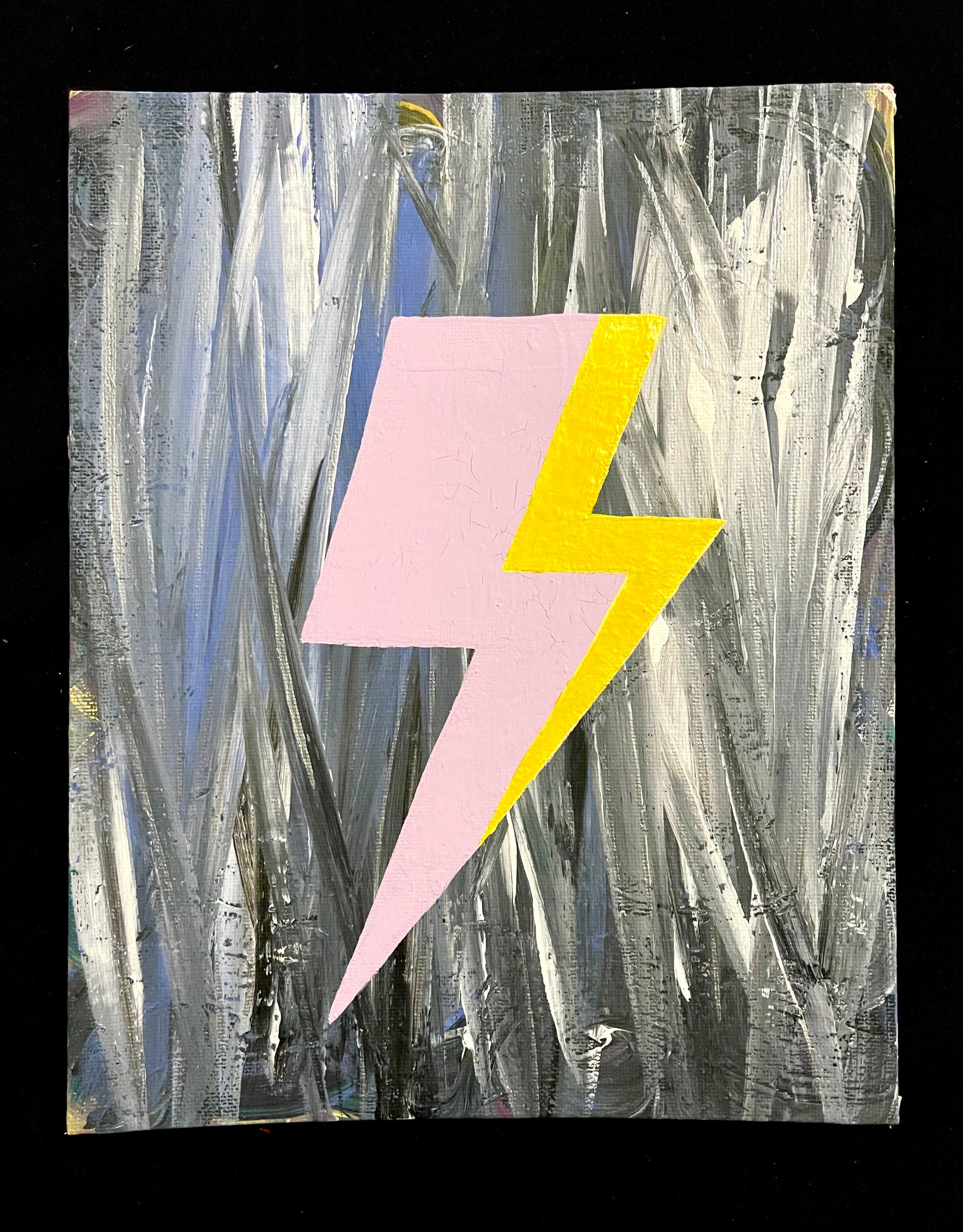 Lilac Lightning Bolt / Acrylic Painting / Metallic / Lightning Etsy