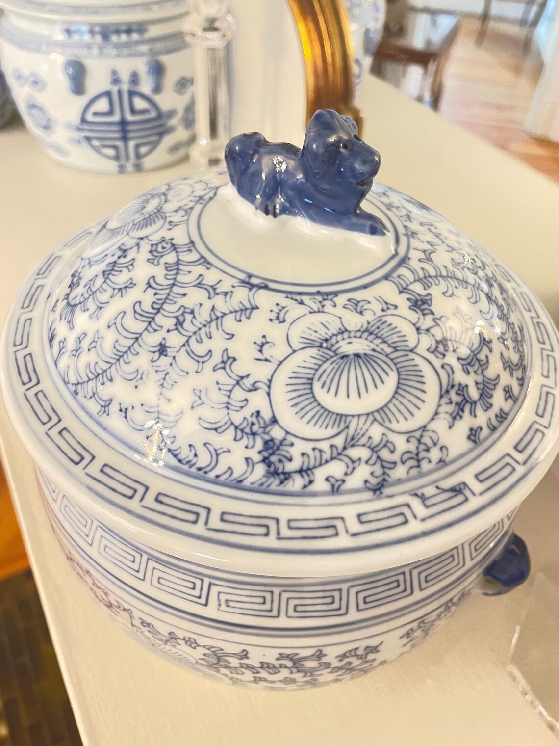 Vintage Ginger Jar with Foo Dog lid Etsy