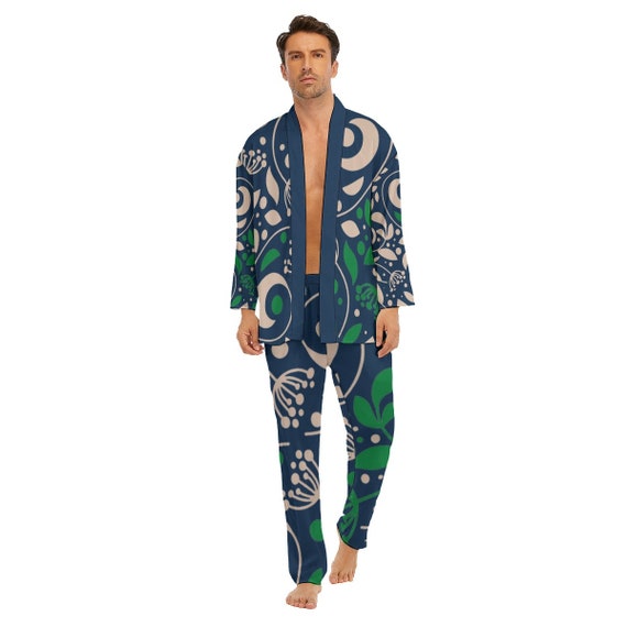 SOFT PAJAMA SET - Men's Pajama Set - Long Sleeve Pj - Silk Pajama Set - Stretchy Pajama Set - Men's Casual Wear - Sleeping Pajama Set