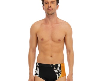 TRIANGLE SWIM TRUNKS, Printed Swim Trunks, Close Fitted Shorts, Bottoms For Men, Luxury Breathable Polyester & Spandex Beachwear Shorts