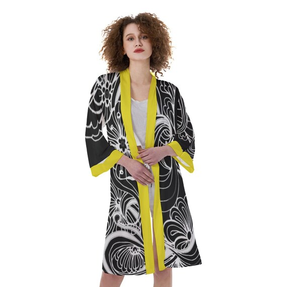 SATIN ROBE - Loungewear Robe - Adult Satin Robe - Women Satin Robe - Kimono Robe - Polyester Robe - Handmade Robe