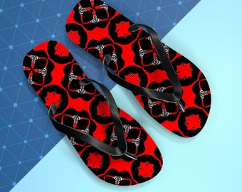 BEACH FLIP FLOPS, Unisex Footwear, Thick Sole Flip Flop, Comfortable Footwear, Unique Handmade Printed Polyester Suede Sole Cover Flip Flop