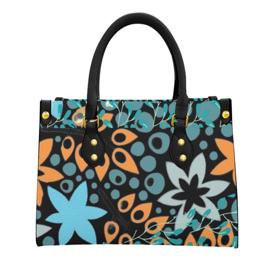 WOMEN’S PU BAG - Floral Print Bag - Zipper Floral Bag - Pu Handbag - Floral Shoulder Bag - Floral Clutch Bag - Women's Handbag