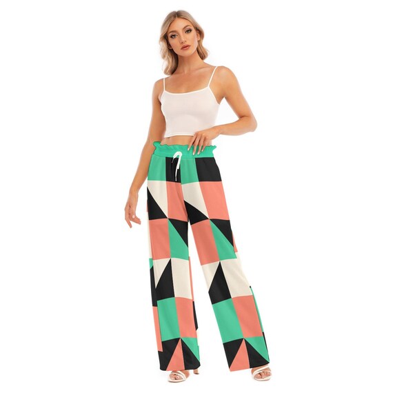 WOMEN’S PANTS - Loungewear Pants - Wide Leg Pant - Vintage Style Pants - AOP Women's Pants - Polyester Pants