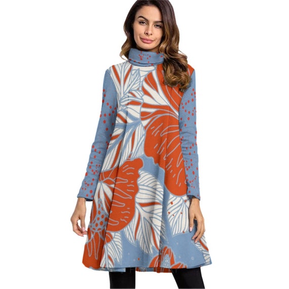Women's High Neck Dress With Long Sleeve