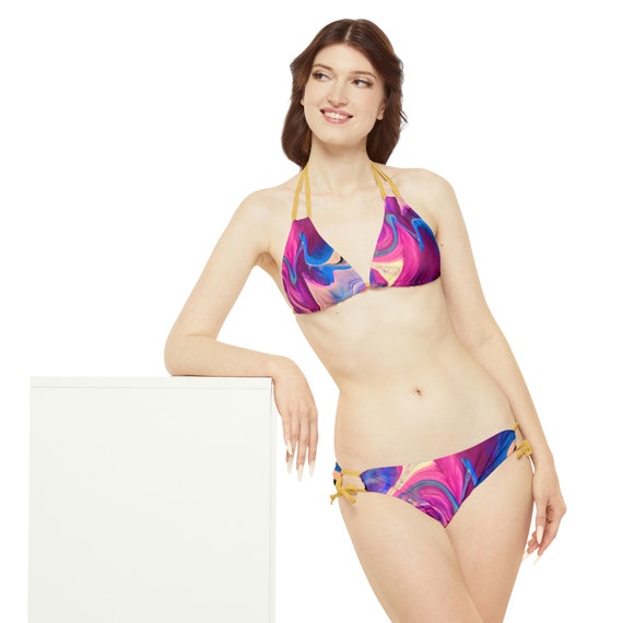 Rainbow Lava Strappy Bikini Set (AOP)
