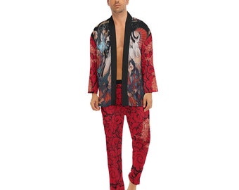MEN’S PAJAMA SET - Soft Pajama Set - Long Sleeve Pj - Men's Sleep Wear - Polyester Pajama Set - Men's Casual Wear
