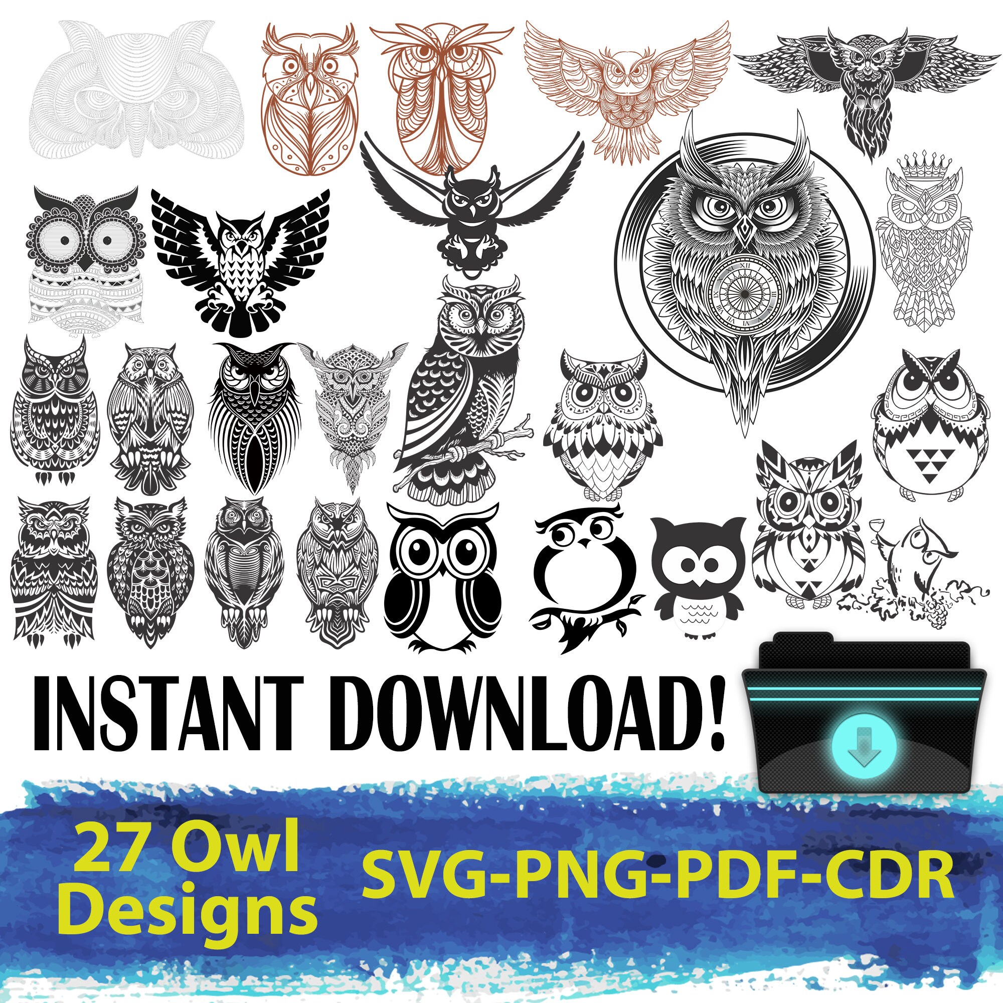 Eulen svg Eule Vektor Eule Silhouette Eule CDR Eule | Etsy